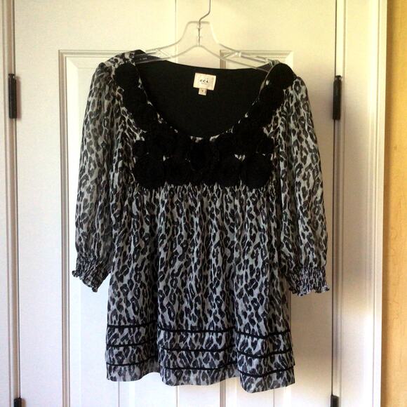 ECI Animal Print Blouse Sz 8 - Picture 1 of 7